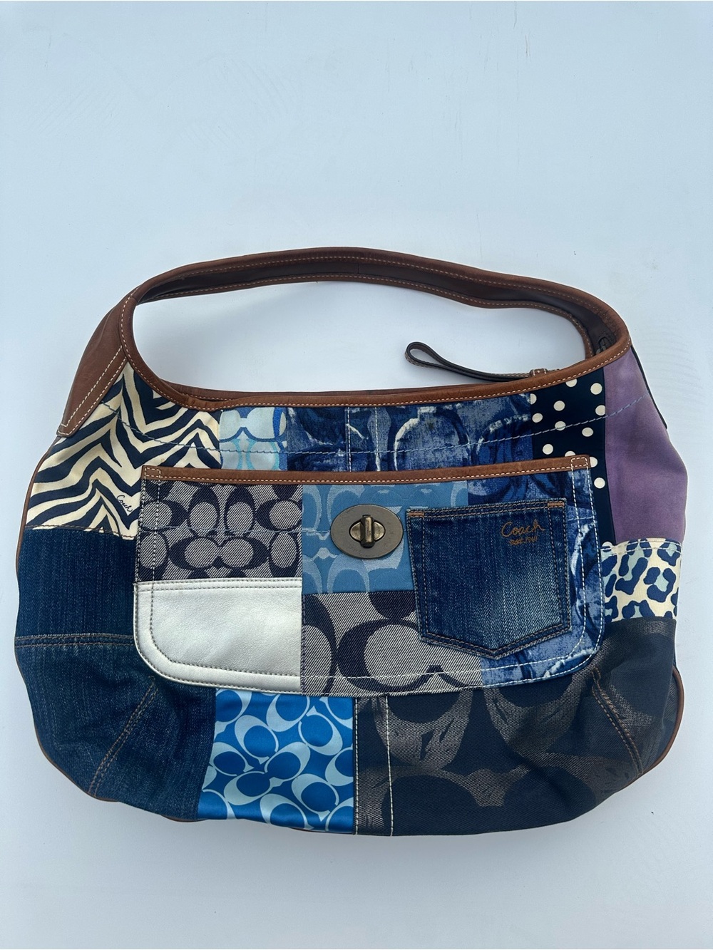 Coach Patchwork Shoulder Bag in Blue Multi